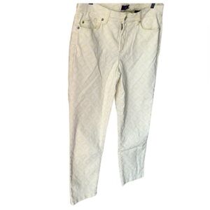 NYDJ yellow jeans 10‎ petite ankle patterned stretch cotton